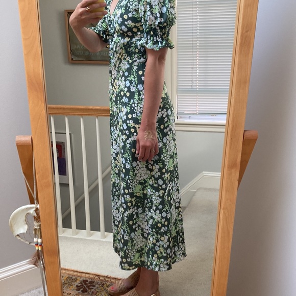 GREEN FLORAL MIDI DRESS (ASOS) NWT - Picture 7 of 8